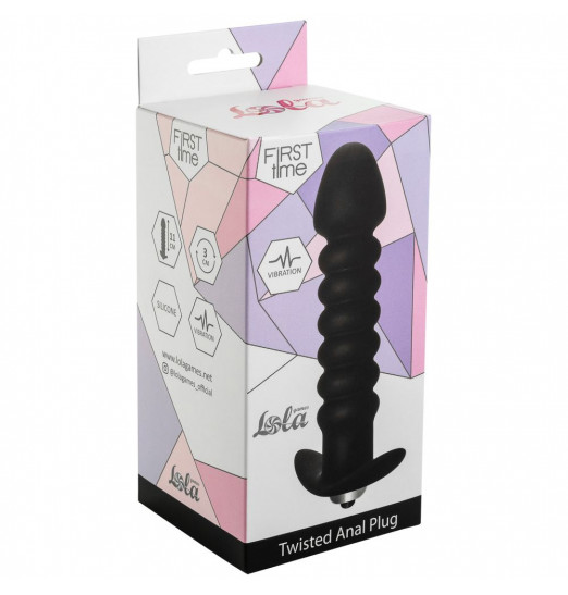 Чёрная анальная вибропробка Twisted Anal Plug - 13 см.