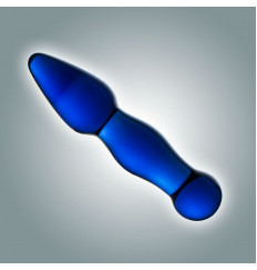 Синий анальный стимулятор из стекла - 13 см.