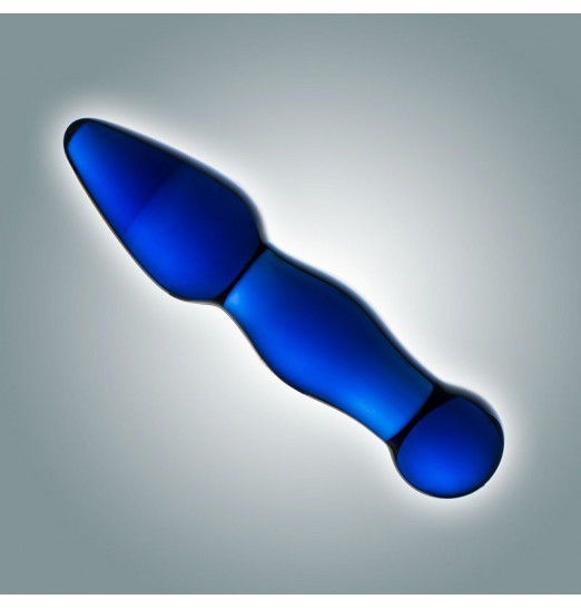 Синий анальный стимулятор из стекла - 13 см.