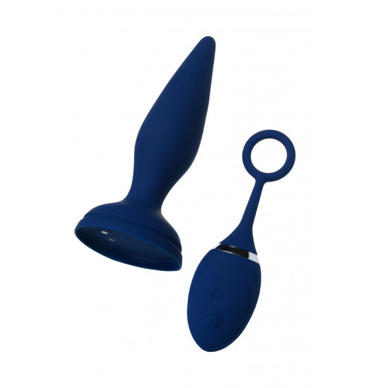 Синяя анальная вибровтулка OPlay Unico с пультом ДУ - 13,5 см.