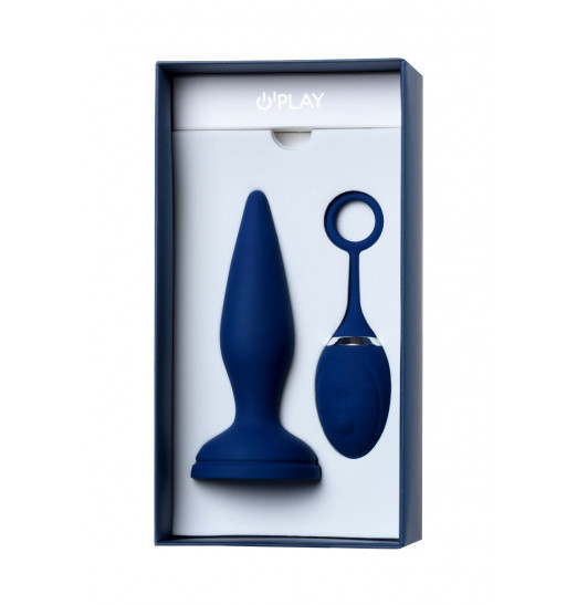 Синяя анальная вибровтулка OPlay Unico с пультом ДУ - 13,5 см.