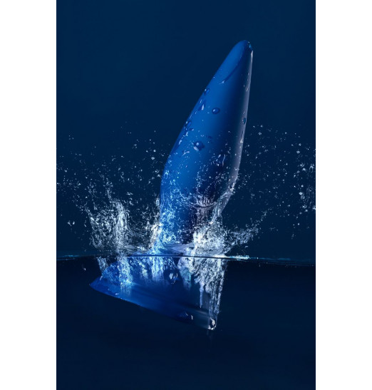 Синяя анальная вибровтулка OPlay Unico с пультом ДУ - 13,5 см.