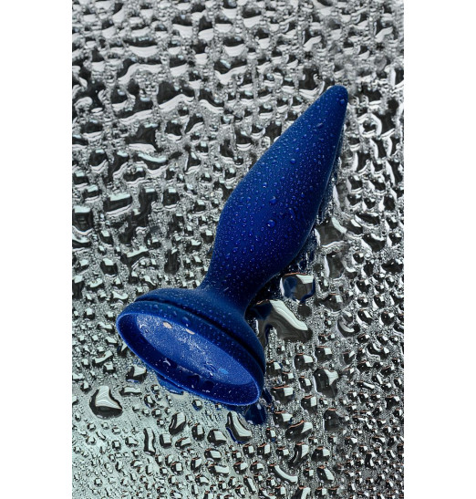 Синяя анальная вибровтулка OPlay Unico с пультом ДУ - 13,5 см.