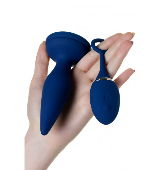 Синяя анальная вибровтулка OPlay Unico с пультом ДУ - 13,5 см.