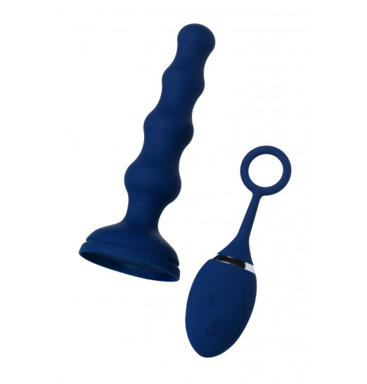 Синяя анальная вибровтулка OPlay Wave с пультом ДУ - 15,5 см.