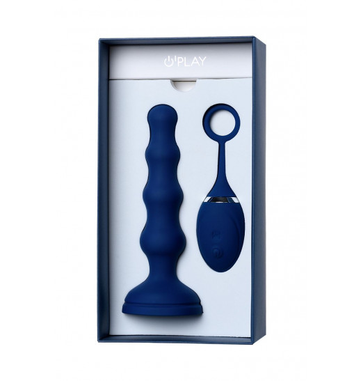 Синяя анальная вибровтулка OPlay Wave с пультом ДУ - 15,5 см.