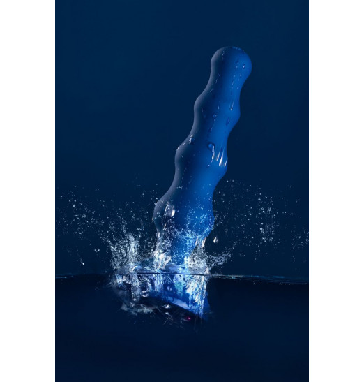 Синяя анальная вибровтулка OPlay Wave с пультом ДУ - 15,5 см.