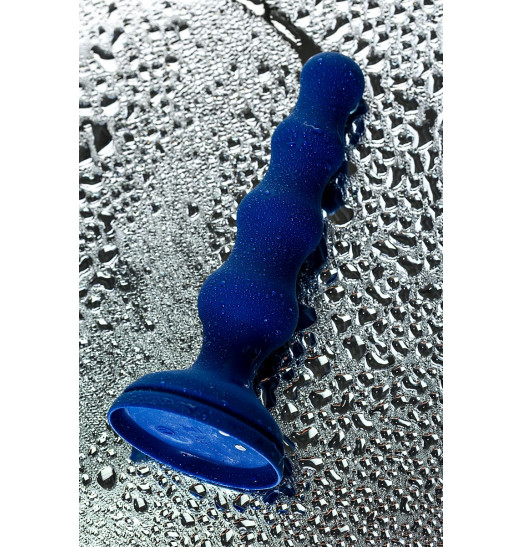 Синяя анальная вибровтулка OPlay Wave с пультом ДУ - 15,5 см.