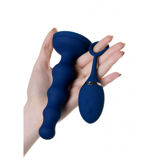 Синяя анальная вибровтулка OPlay Wave с пультом ДУ - 15,5 см.