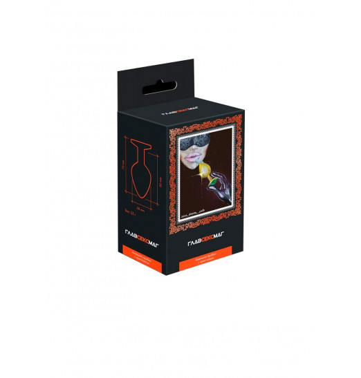 Золотистая анальная пробка с синим кристаллом - 7 см.