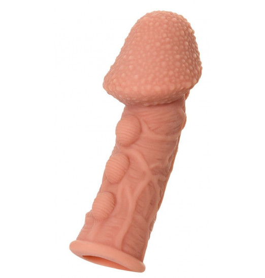 Насадка на фаллос с пузыриками, венками и ребристостью Extreme Sleeve 009 S-size - 12,7 см.