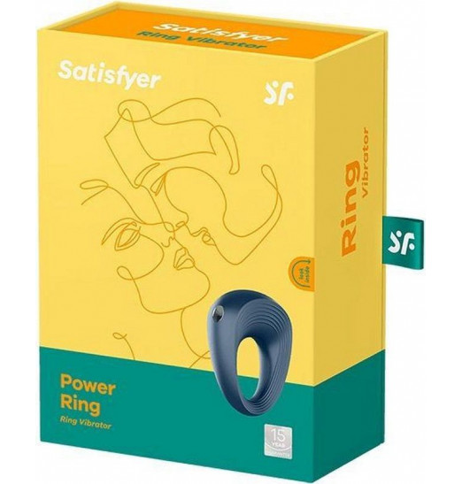 Синее эрекционное кольцо на пенис Satisfyer Power Ring