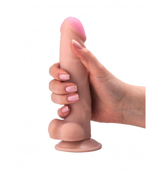 Телесный фаллоимитатор на присоске с выраженным рельефом - 19 см. Телесный фаллоимитатор на присоске с выраженным рельефом - 19 см.