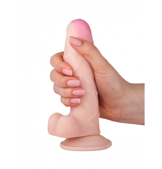 Телесный фаллоимитатор на присоске из неоскин - 17 см.