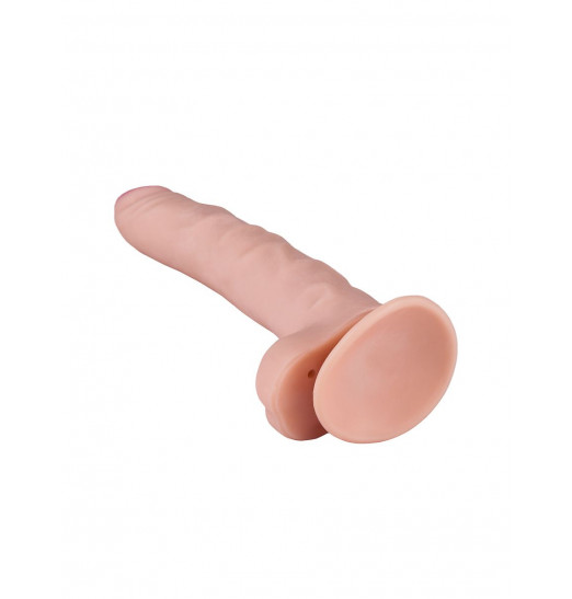 Телесный фаллоимитатор на присоске из неоскин - 21,3 см.