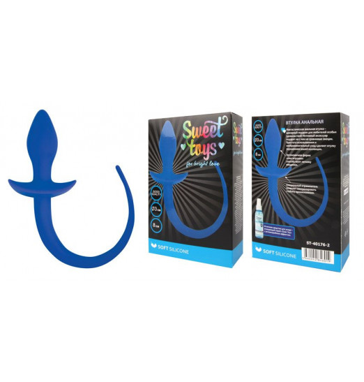 Синяя анальная втулка с хвостиком Синяя анальная втулка с хвостиком