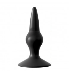 Чёрная анальная пробка с утолщающим шариком - 9 см.
