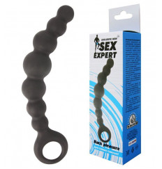 Чёрная анальная цепочка Sex Expert - 15 см.