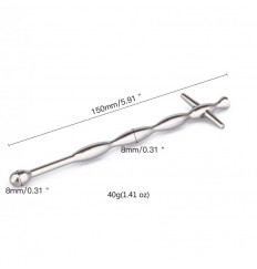 Металлический уретральный плаг с ограничителем-крестиком - 15 см.