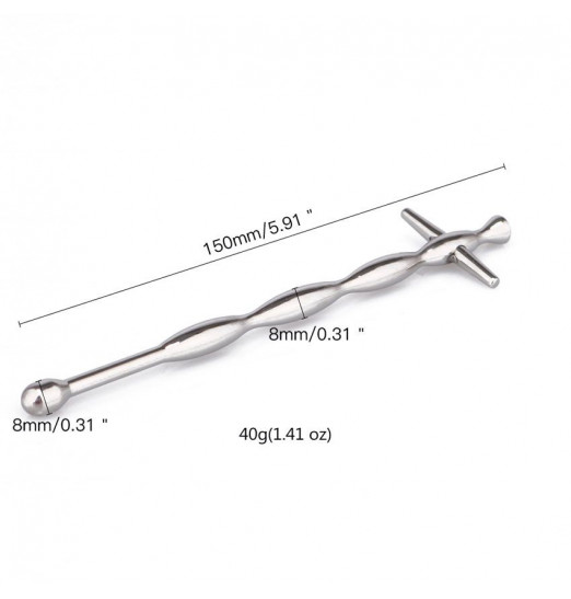 Металлический уретральный плаг с ограничителем-крестиком - 15 см. Металлический уретральный плаг с ограничителем-крестиком - 15 см.