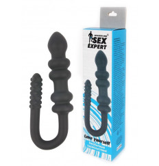 Чёрный стимулятор с различным рельефом Sex Expert
