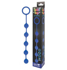 Синяя анальная цепочка с кольцом-ограничителем - 23 см.