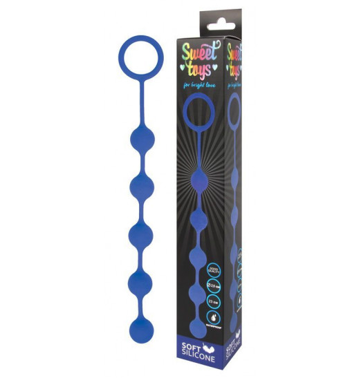 Синяя анальная цепочка с кольцом-ограничителем - 23 см. Синяя анальная цепочка с кольцом-ограничителем - 23 см.