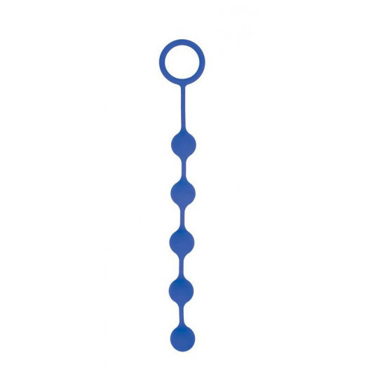 Синяя анальная цепочка с кольцом-ограничителем - 23 см. Синяя анальная цепочка с кольцом-ограничителем - 23 см.