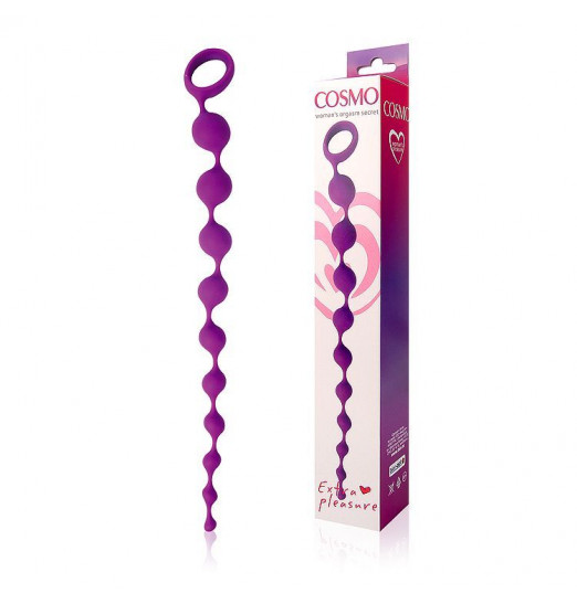 Фиолетовая фигурная анальная цепочка Cosmo - 32 см.