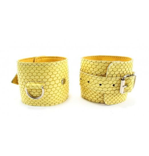 Кожаные наручники Желтый питон Кожаные наручники Желтый питон