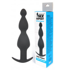 Чёрная анальная втулка с широким основанием - 19 см.