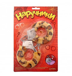 Металлические наручники с леопардовой плюшевой отделкой