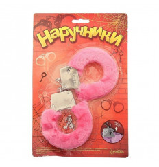 Металлические наручники с розовой плюшевой отделкой