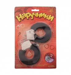 Металлические наручники с черной плюшевой отделкой