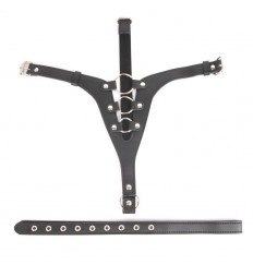 Кожаные черные трусики для страпона