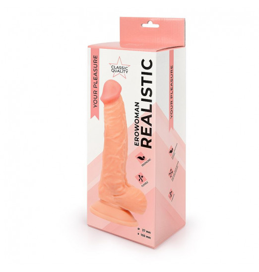 Реалистичный телесный фаллоимитатор Erowoman на присоске