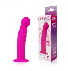 Розовый фаллоимитатор с ребристой поверхностью Cosmo - 14 см.
