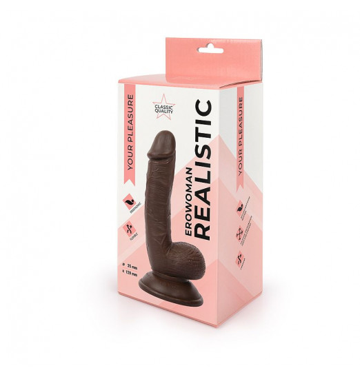 Коричневый реалистичный фаллоимитатор Erowoman