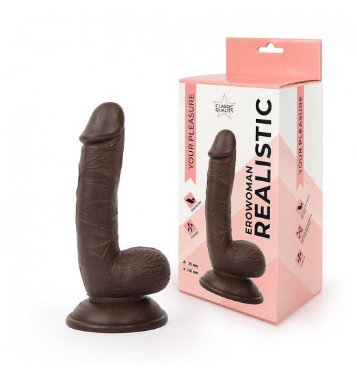 Коричневый реалистичный фаллоимитатор Erowoman