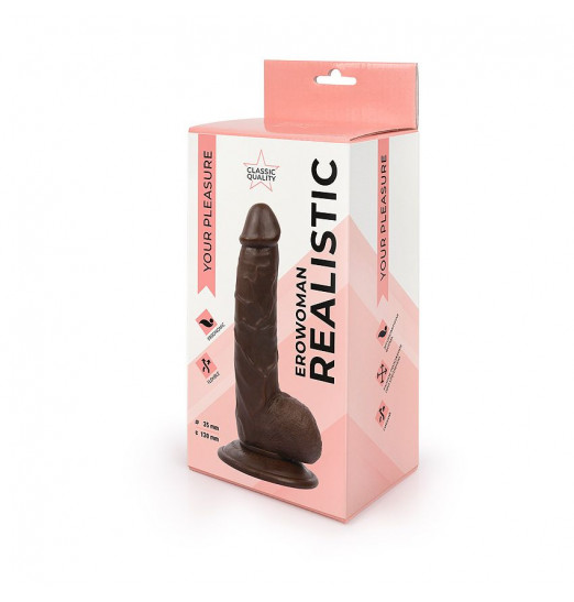 Реалистичный фаллоимитатор коричневого цвета Erowoman