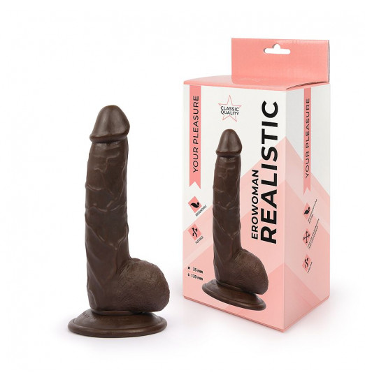 Реалистичный фаллоимитатор коричневого цвета Erowoman