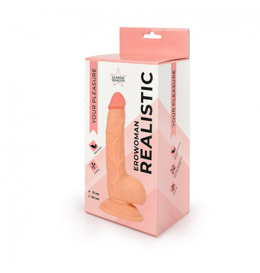 Телесный реалистичный фаллоимитатор Erowoman на присоске