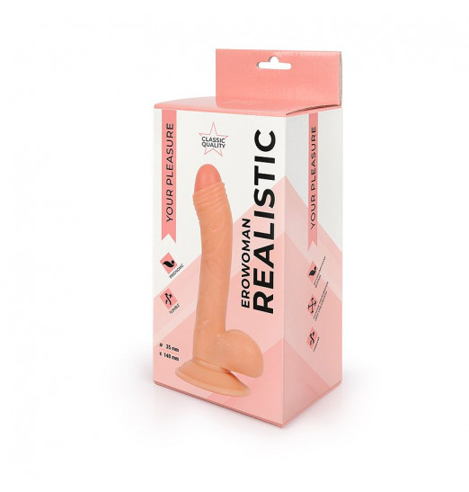 Фаллоимитатор с мошонкой Erowoman телесного цвета