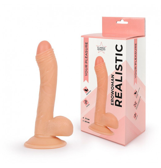 Фаллоимитатор с мошонкой Erowoman телесного цвета