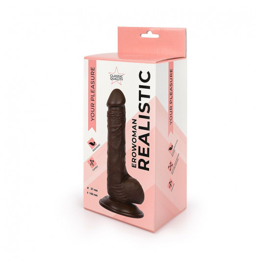 Реалистичный фаллоимитатор Erowoman коричневого цвета