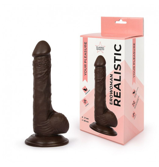 Реалистичный фаллоимитатор Erowoman коричневого цвета