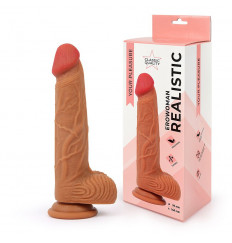 Реалистичный фаллоимитатор Erowoman телесного цвета с мошонкой