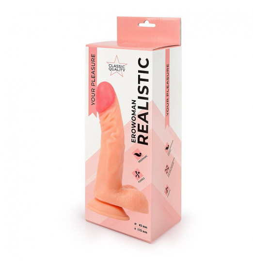 Фаллоимитатор-реалистик Erowoman на присоске телесного цвета
