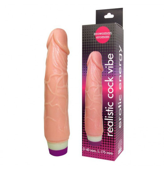 Вибратор Realistic Cock Vibe телесного цвета - 20 см.