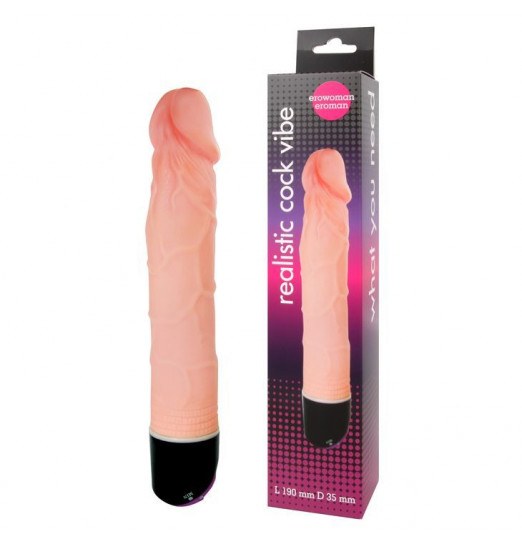 Реалистичный фаллоимитатор с ротацией Realistic Cock Vibe - 23,5 см.